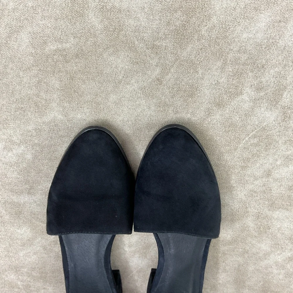 Eileen Fisher Heels 7.5 Sandals Ankle Strap Block Black Suede Vero Cuoio Career
